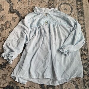Vintage bed jacket Light Blue with Embroidered Details